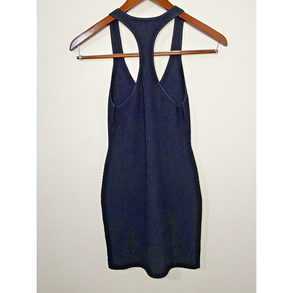 Aritzia Babaton Dress Women Sm Matte Black Sculpt Knit Racer Ribbed Bodycon NWOT - Picture 2 of 5